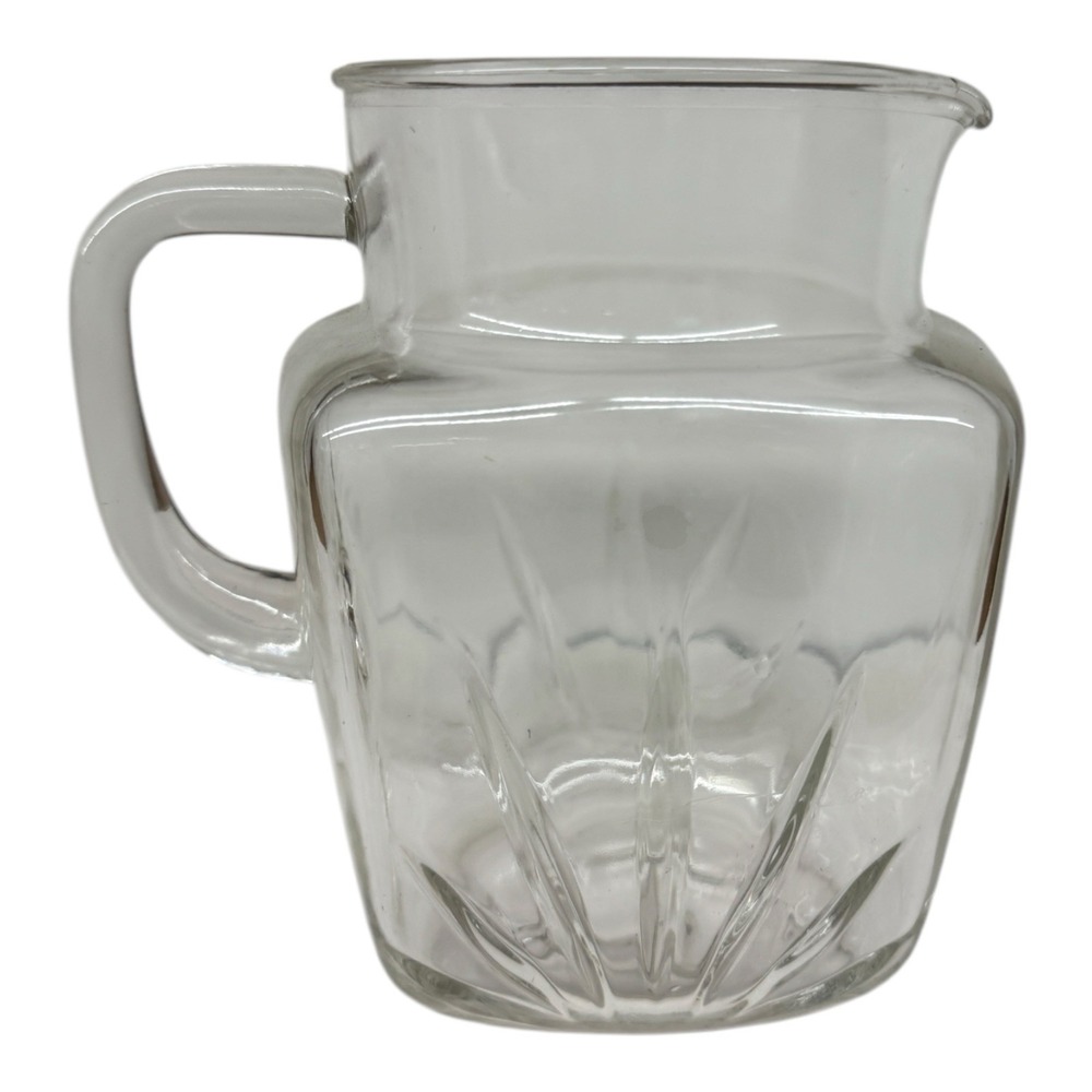 1950s Vintage Federal Clear Glass Square Juice Pitcher 1Qt Company Star MCM‎